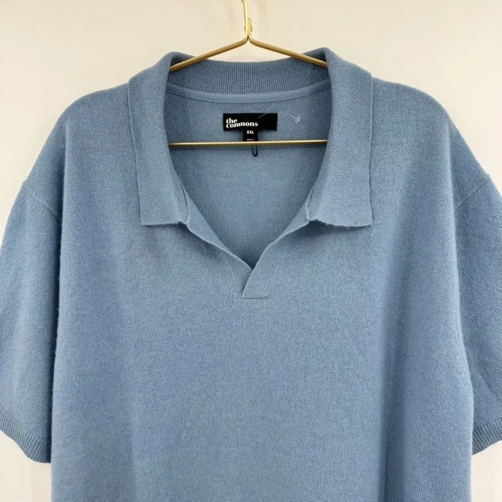 The Commons Johnny 100% Cashmere Collared Polo Sweater Short Sleeve Quiet Luxury - Picture 3 of 8